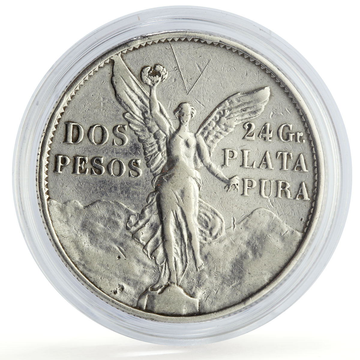 Mexico 2 pesos Independence Centennial Libertad KM-462 silver coin 1921
