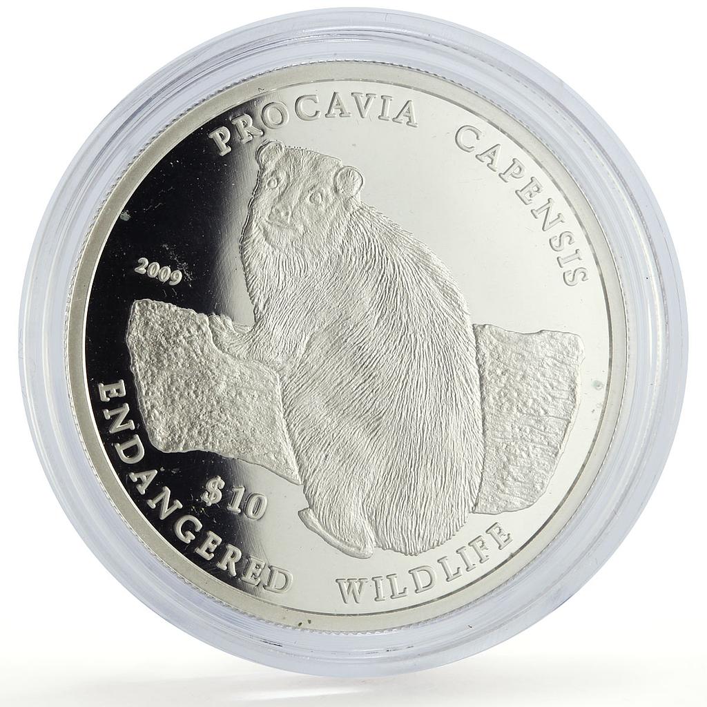 Namibia 10 dollars Rock Hyrax Wildlife Conservation Fauna proof silver coin 2009