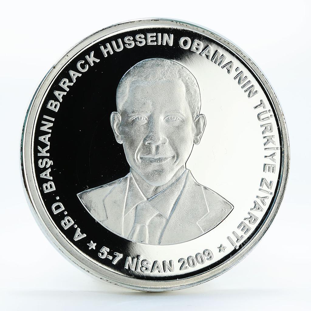 Turkey 50 lira Visit of American President Barack Obama proof silver coin 2009