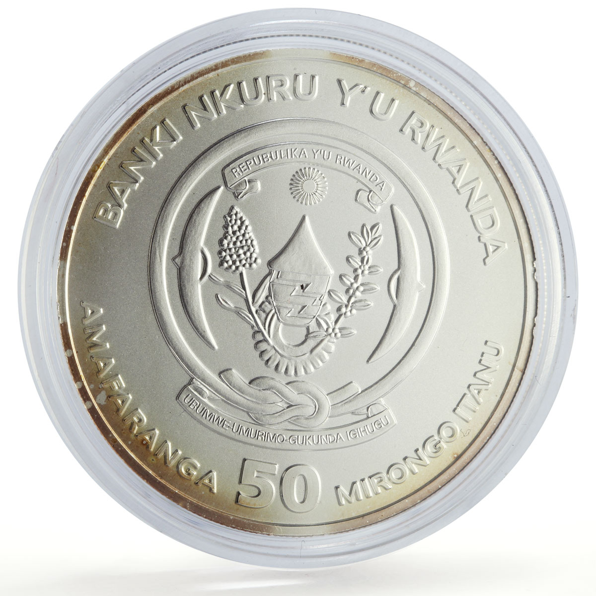 Rwanda 50 francs African Ounce Wildlife Lions Fauna F15 Variety silver coin 2010