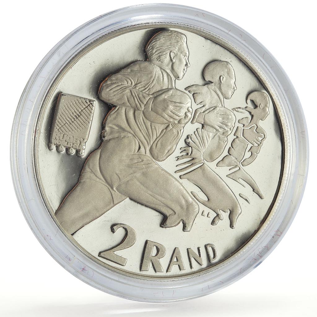 South Africa 2 rand Rugby World Cup Players Sports proof silver coin 1995