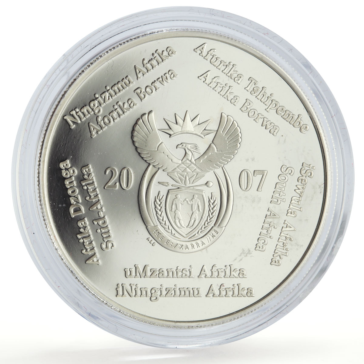 South Africa 2 rand Football World Cup 2010 Soccer Sports proof silver coin 2007