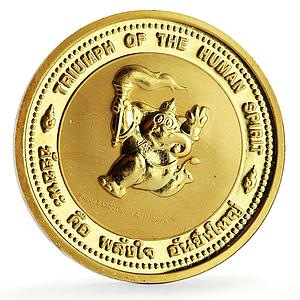 Thailand 13th Asian Games in Bangkok Elephant Sports copper medal coin 1998