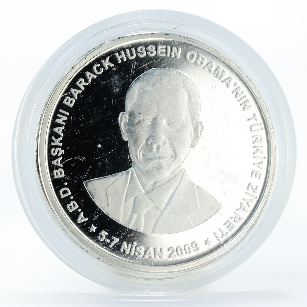 Turkey 50 lira Visit of Barack Obama silver coin 2009