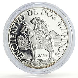 Uruguay 250 pesos Man Horse Hombre Caballo Ibero-American proof silver coin 2000