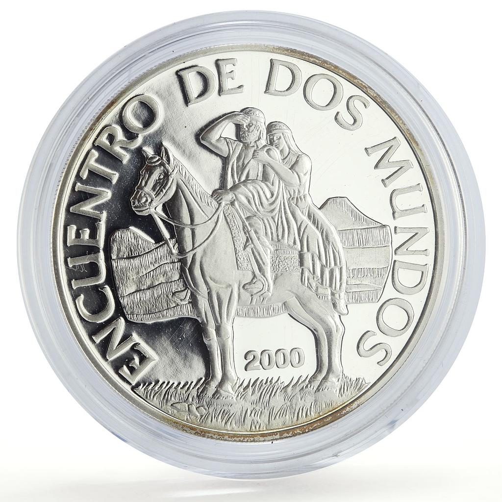 Uruguay 250 pesos Man Horse Hombre Caballo Ibero-American proof silver coin 2000