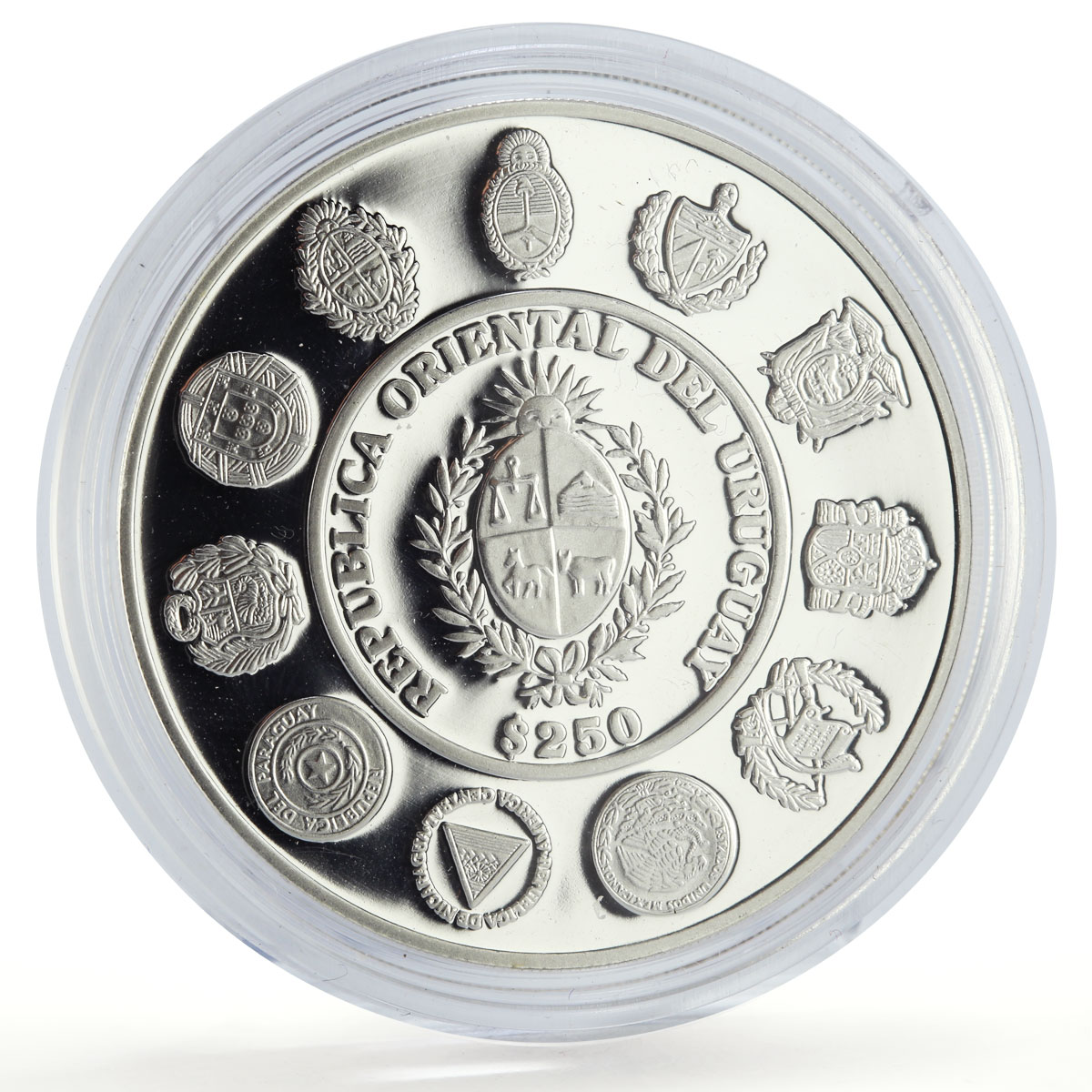 Uruguay 250 pesos Man Horse Hombre Caballo Ibero-American proof silver coin 2000