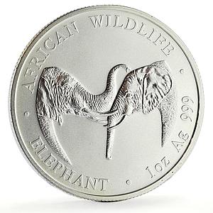 Zambia 5000 kwacha African Wildlife Elephant Fauna Matte silver coin 2002