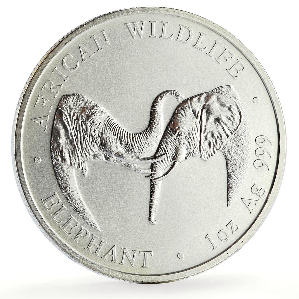Zambia 5000 kwacha African Wildlife Elephant Fauna Matte silver coin 2002