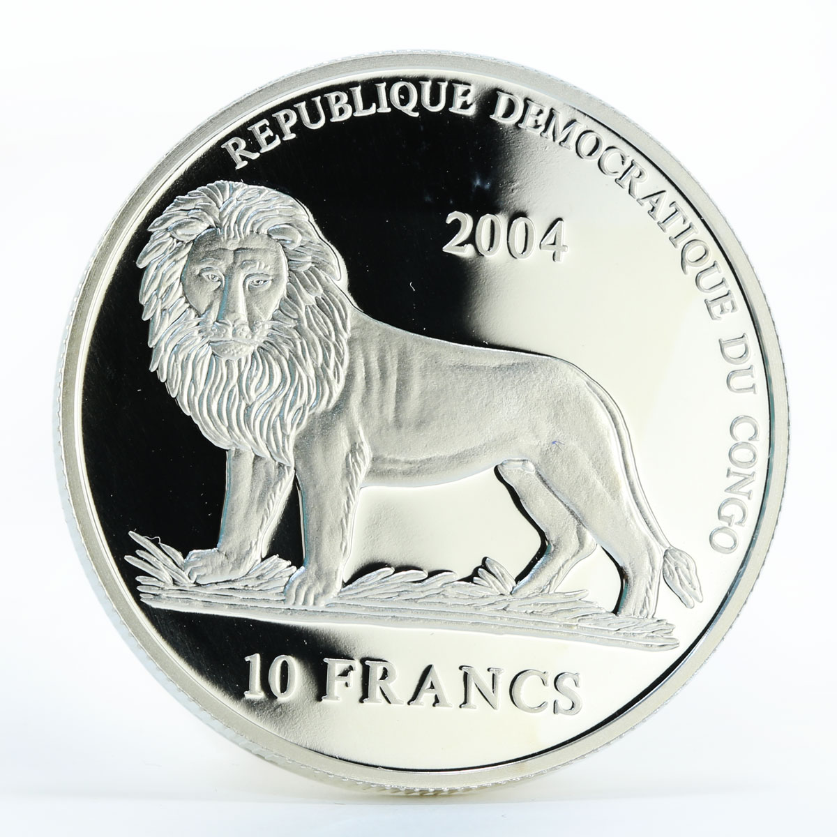 Congo 10 francs Formula 1 Ferrari cars silver coin 2004