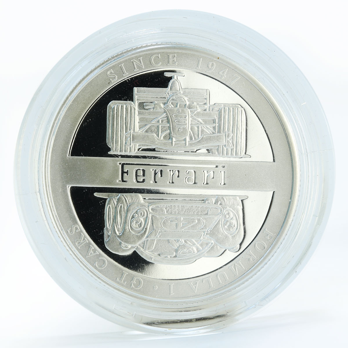 Congo 10 francs Formula 1 Ferrari cars silver coin 2004