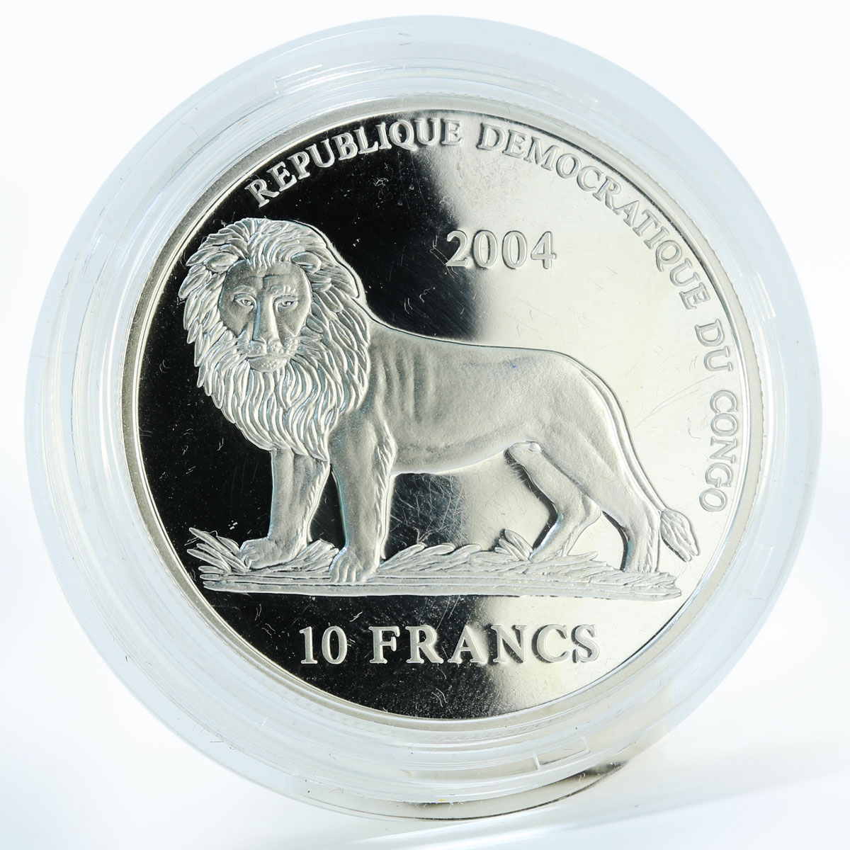 Congo 10 francs Formula 1 Ferrari cars silver coin 2004