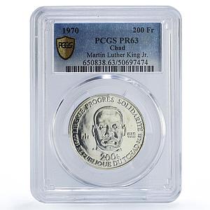 Chad 200 francs Martin Luther King History Politics PR63 PCGS silver coin 1970