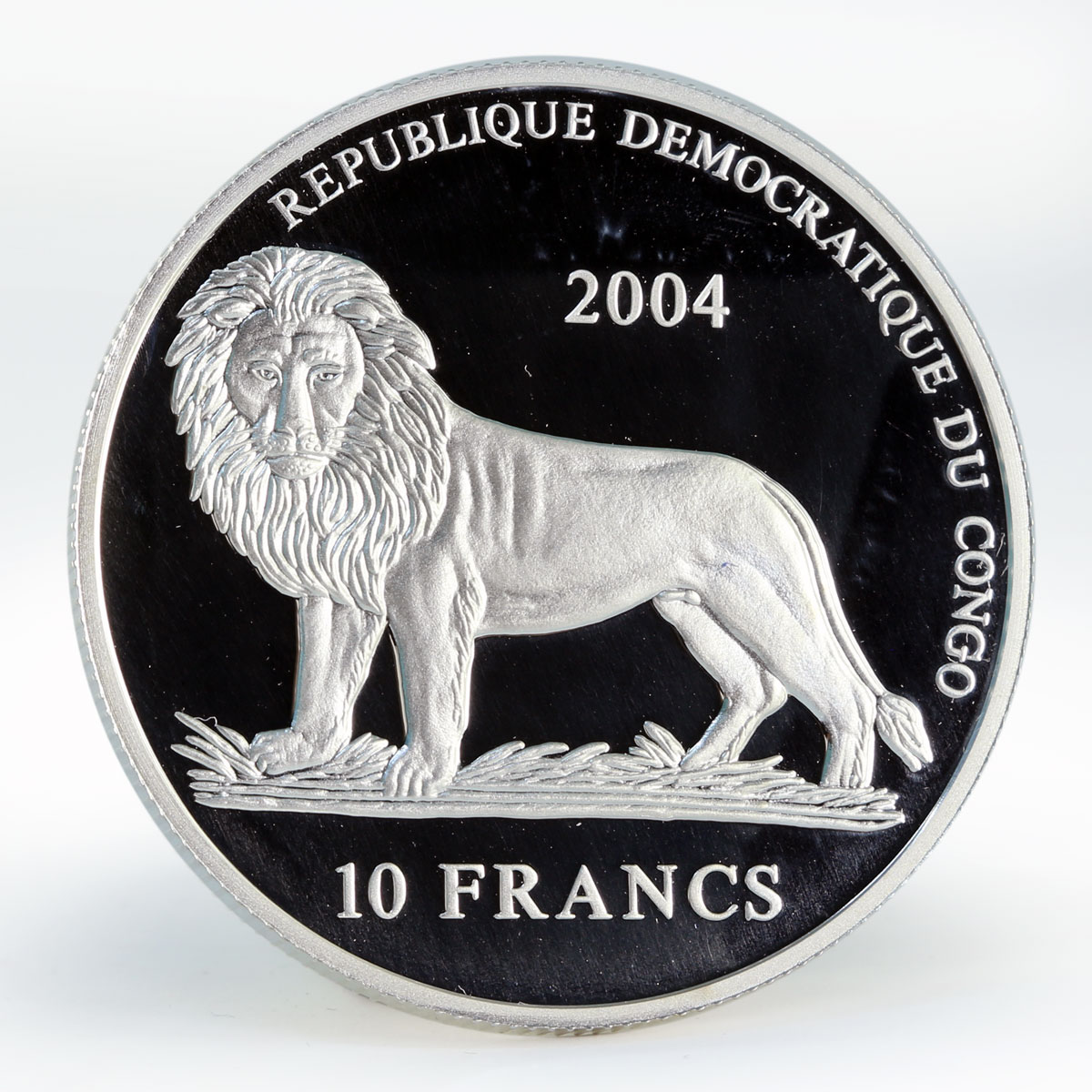 Congo 10 francs Formula 1 Ferrari cars silver coin 2004