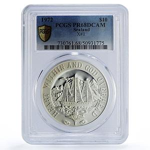 Sealand 10 dollars Princess Joan Ship Clipper X#1 PR68 PCGS silver coin 1972