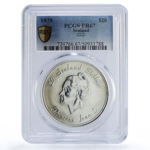 Sealand 20 dollars Princess Joan History Politics X#2 PR67 PCGS silver coin 1975