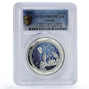 Lebanon 5 livres Cancer Zodiac Signs Colored PR69 PCGS silver coin 2013