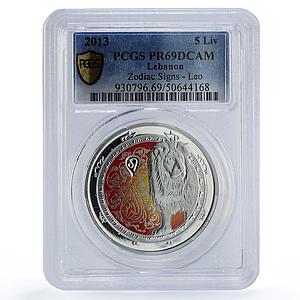Lebanon 5 livres Leo Zodiac Signs Colored PR69 PCGS silver coin 2013