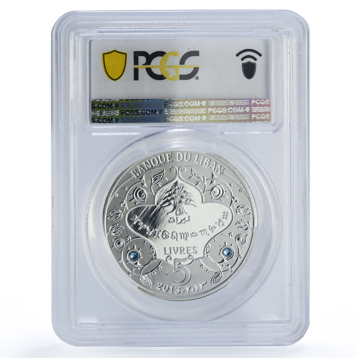 Lebanon 5 livres Pisces Zodiac Signs Colored PR69 PCGS silver coin 2013
