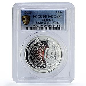 Lebanon 5 livres Virgo Zodiac Signs Colored PR69 PCGS silver coin 2013