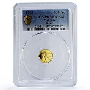 Mongolia 500 togrog Sumo Japanese Wrestling Sports PR68 PCGS gold coin 1998