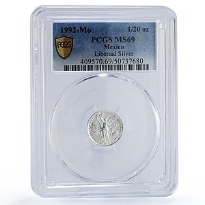 Mexico 1/20 onza Libertad Angel of Independence MS69 PCGS silver coin 1992