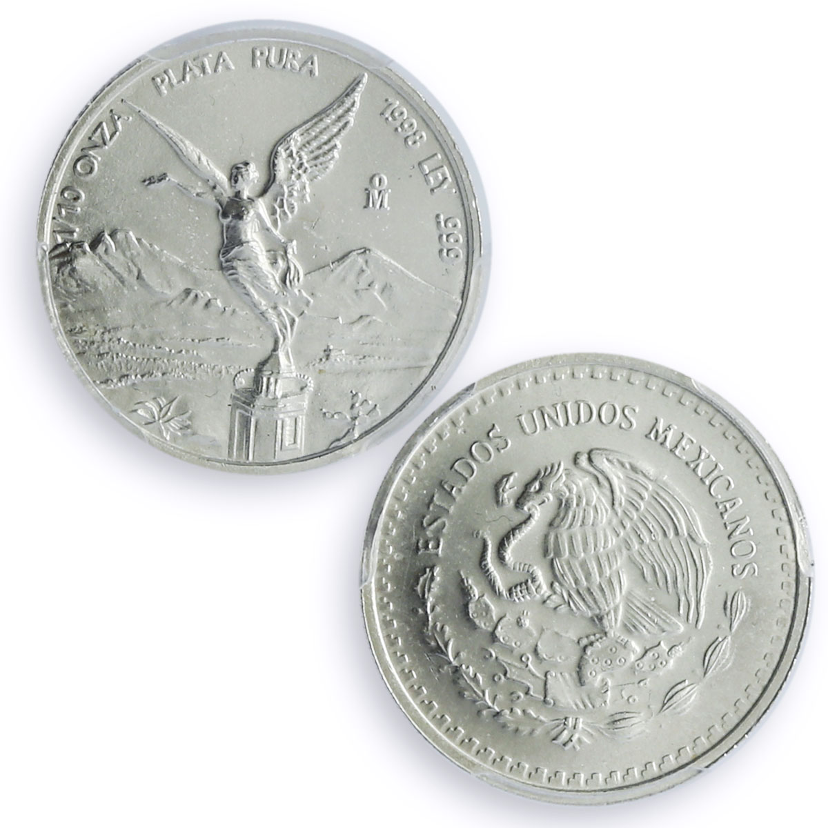 Mexico 1/10 onza Libertad Angel of Independence MS67 PCGS silver coin 1998