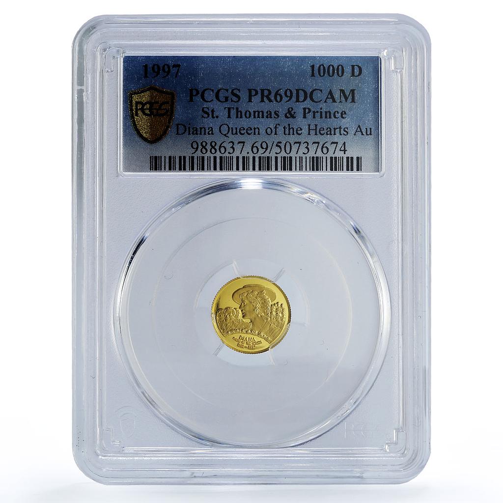 Sao Tome 1000 dobras Princess Diana History Politics PR69 PCGS gold coin 1997