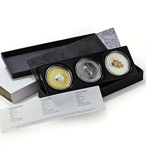 Cook Islands 5 dollars x 3 Set Scarab Selection III proof silver coins 2017