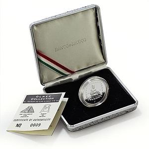 Mexico 1 peso Senor de las Limas Precolombina Olmec proof silver coin 1996