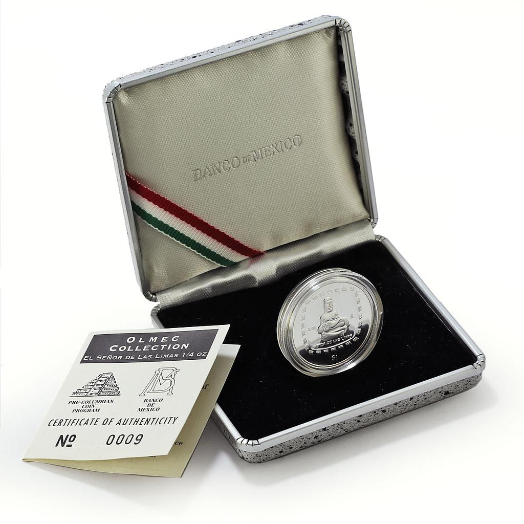 Mexico 1 peso Senor de las Limas Precolombina Olmec proof silver coin 1996