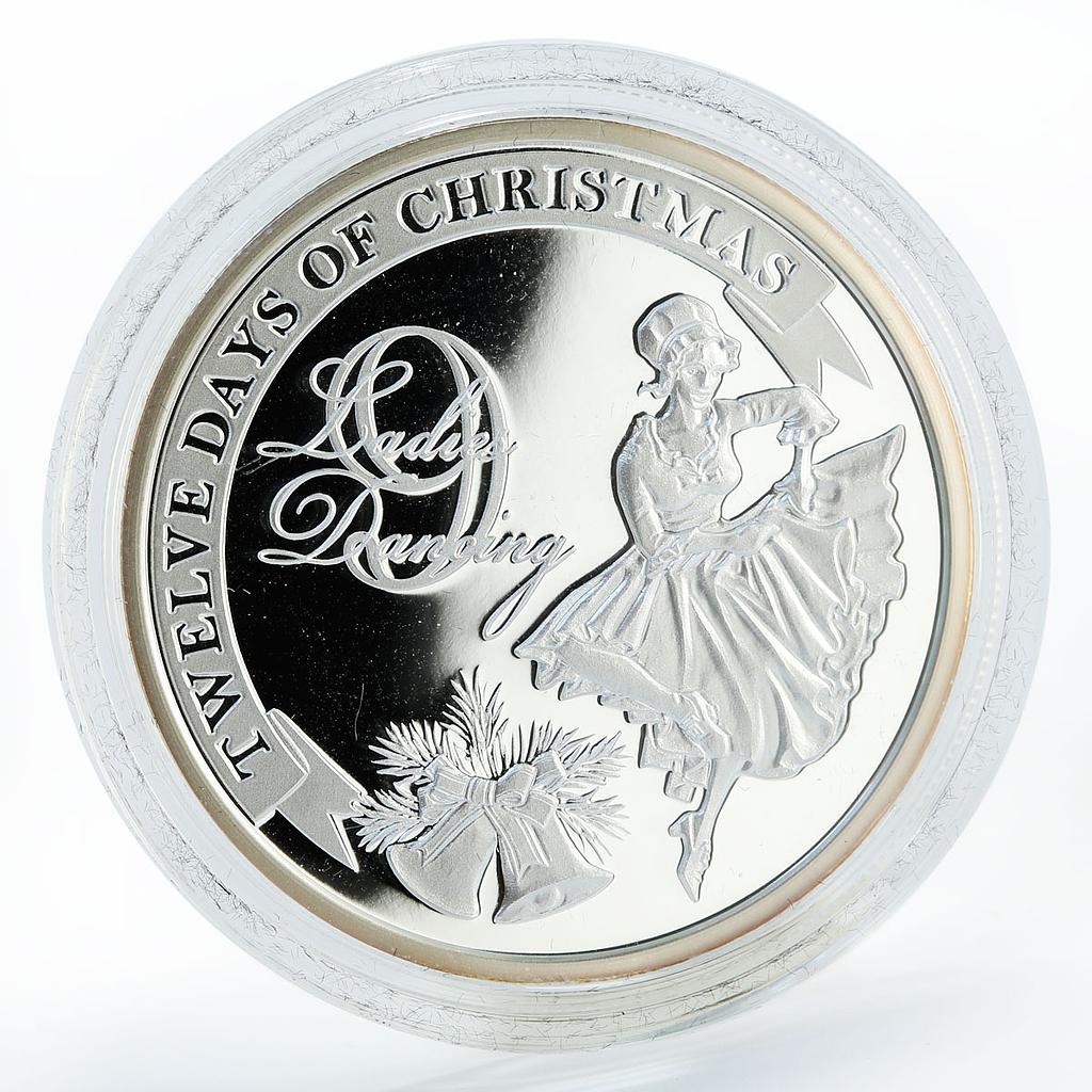 Niue 2 dollars Christmas Ladies Dancing proof silver coin 2009