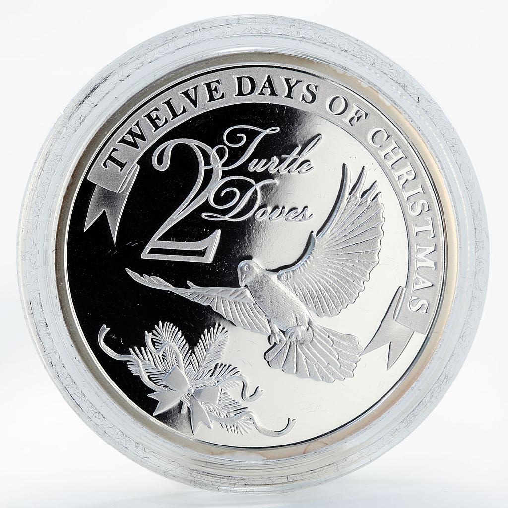 Niue 2 dollars Christmas Turtle Doves proof silver coin 2009