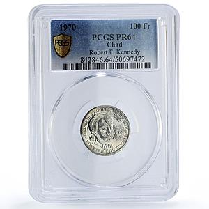 Chad 100 francs Robert F Kennedy History Politics PR64 PCGS silver coin 1970