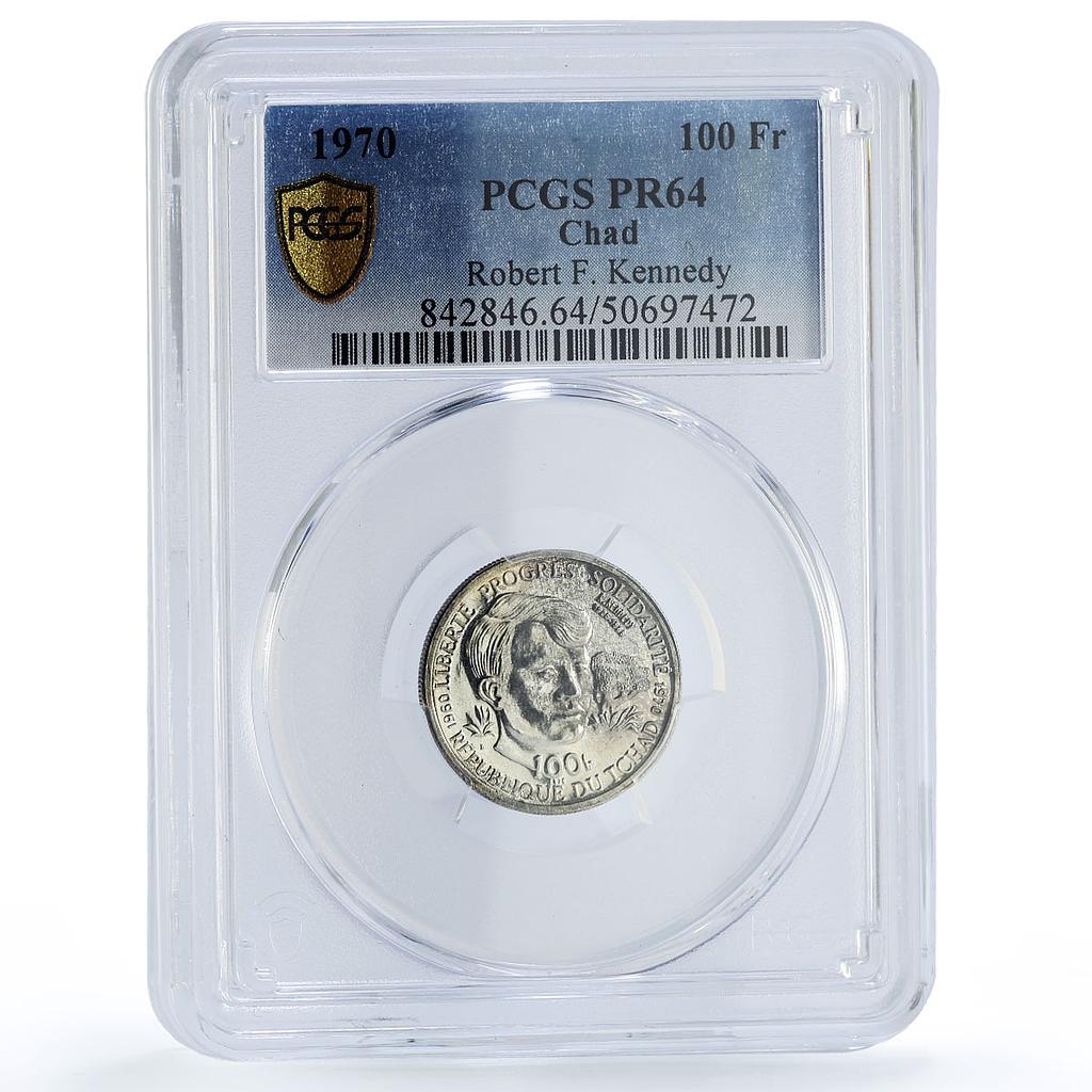 Chad 100 francs Robert F Kennedy History Politics PR64 PCGS silver coin 1970