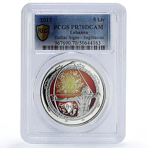 Lebanon 5 livres Sagittarius Zodiac Signs Colored PR70 PCGS silver coin 2013