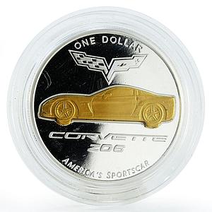 Palau 1 dollar General Motors Corvette car silver coin 2008