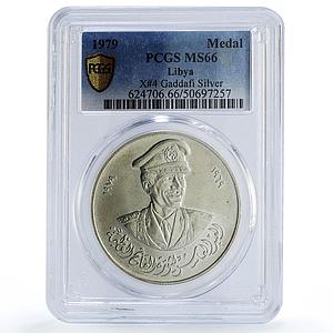 Libya Colonel Muammar Gaddafi History Politics X#4 MS66 PCGS silver medal 1979