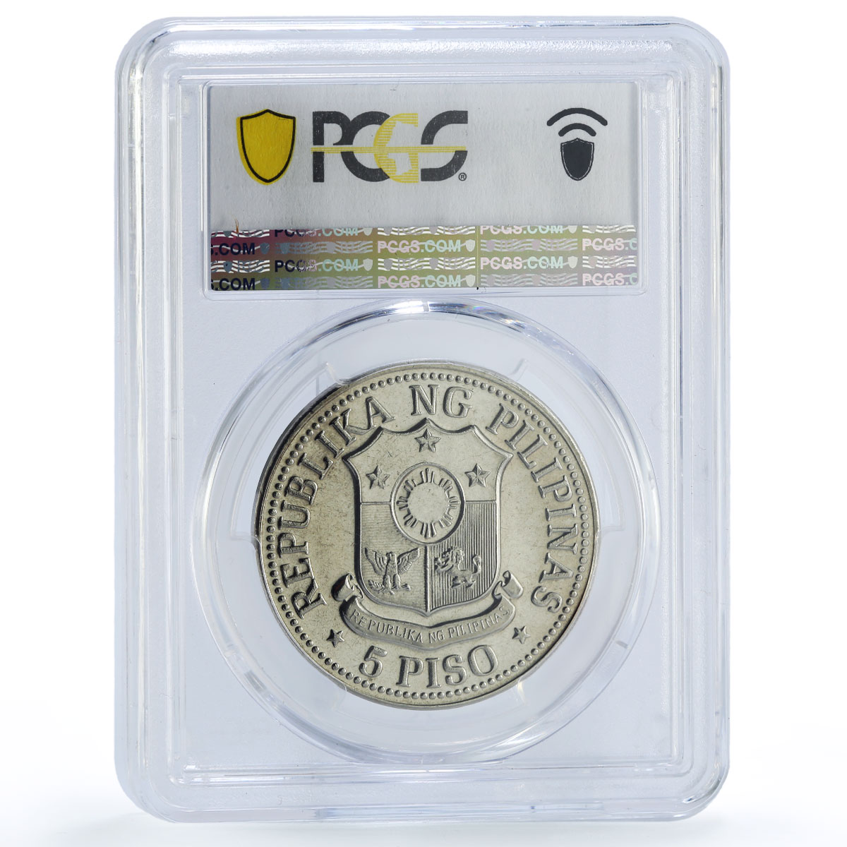 Philippines 5 piso Republic Coinage New Society Marcos MS65 PCGS Ni coin 1975