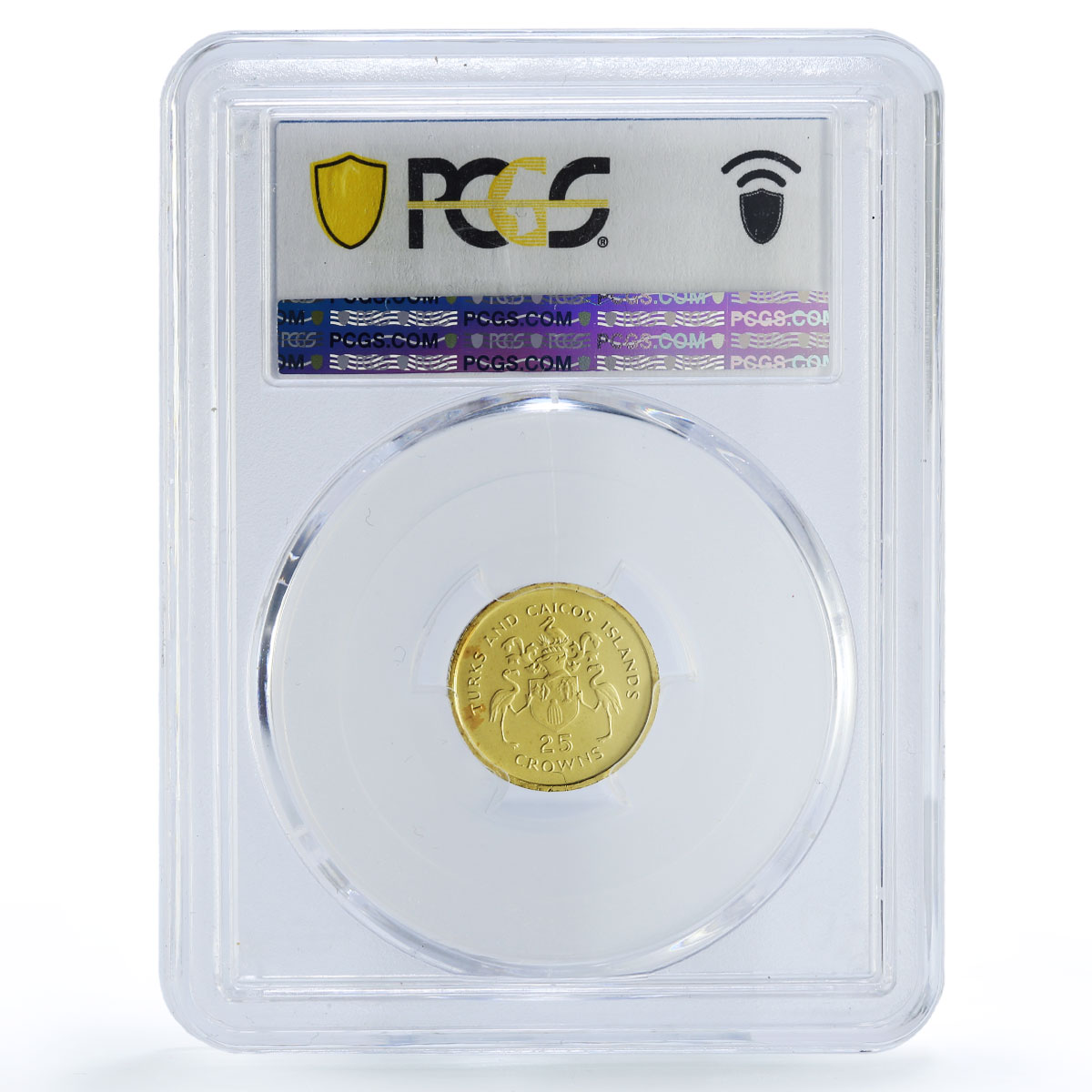 Turks and Caicos Islands 25 crowns Elizabeth II Matte MS69 PCGS gold coin 1975