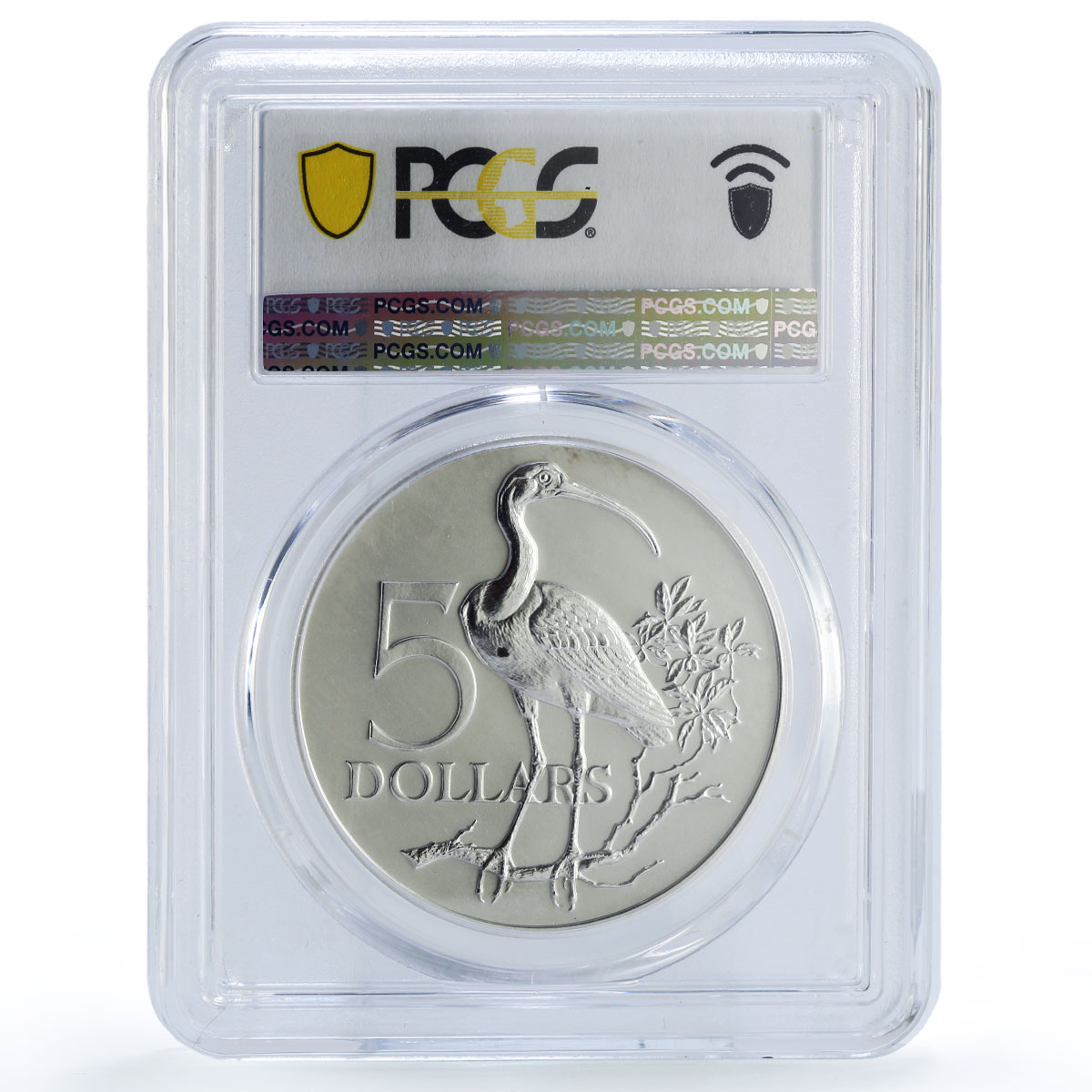 Trinidad and Tobago 5 dollars Ibis Matte Birds Fauna MS67 PCGS silver coin 1971