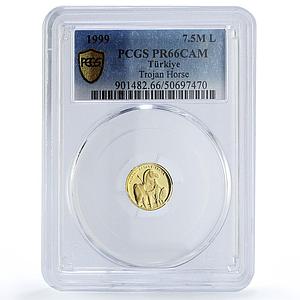 Turkey 7500000 lira Trojan Horse Troy Truva History PR66 PCGS gold coin 1999