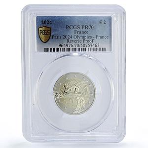 France 2 euro Paris Olympic Games Eiffel Tower Reverse PR70 PCGS coin 2024