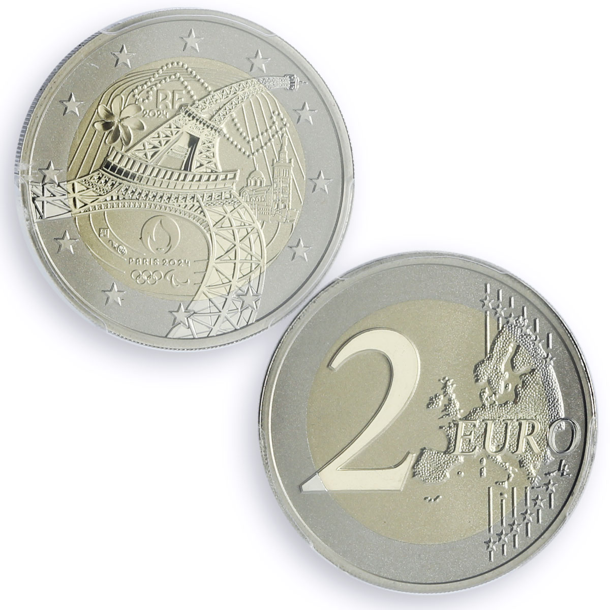France 2 euro Paris Olympic Games Eiffel Tower Reverse PR70 PCGS coin 2024