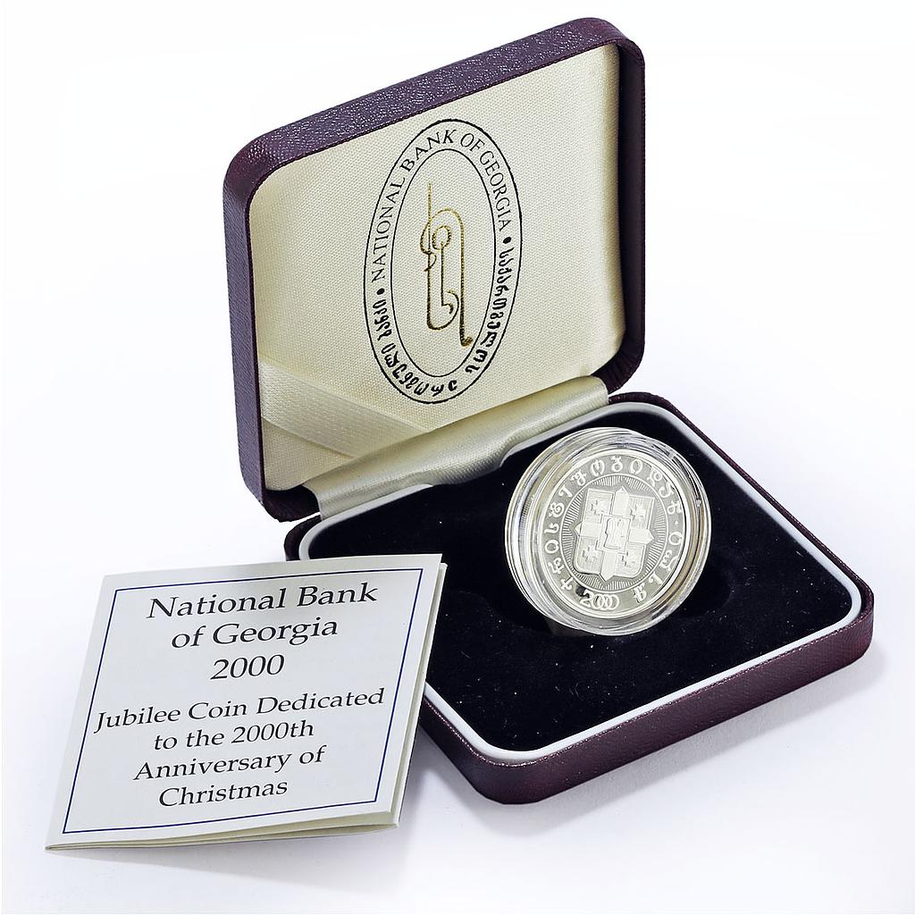 Georgia 10 lari Christianity Christmas History Religion proof silver coin 2000