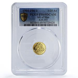 Isle of Man 1/20 oz Angel Archangel Michael Dragon PR69 PCGS gold coin 1994