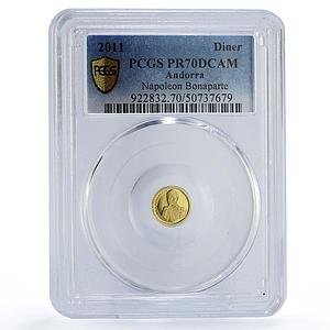 Andorra 1 diner Napoleon Bonaparte History Politics PR70 PCGS gold coin 2011
