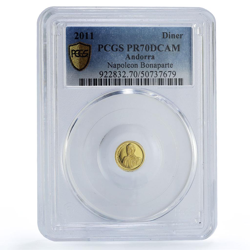 Andorra 1 diner Napoleon Bonaparte History Politics PR70 PCGS gold coin 2011