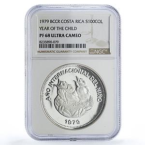Costa Rica 100 colones UNICEF Save the Children Child Year PF68 NGC coin 1979