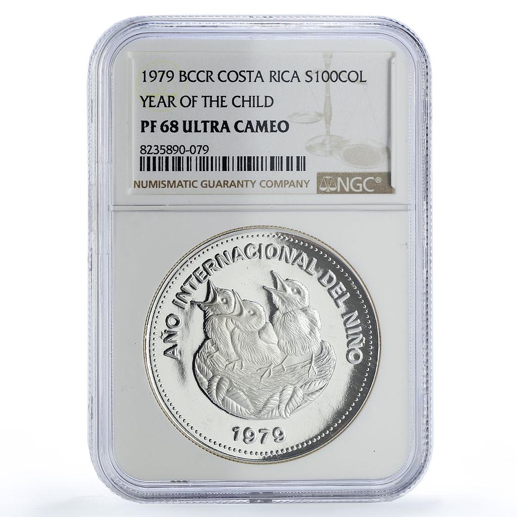 Costa Rica 100 colones UNICEF Save the Children Child Year PF68 NGC coin 1979